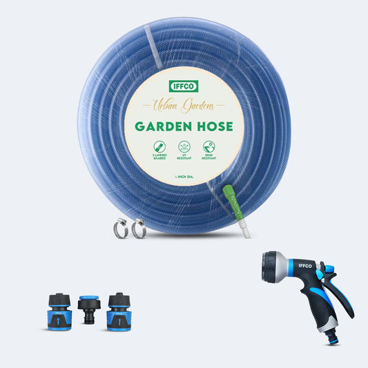Hose Pipe + Hose Nozzle + Hose Connectors Combo
