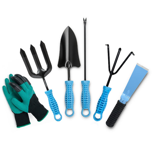 6-Piece Garden Tool Set With Gloves