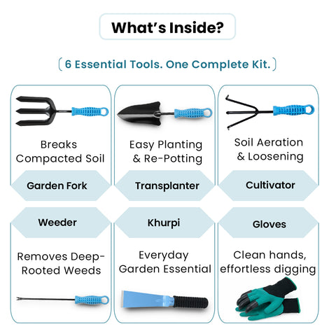 6-Piece Garden Tool Set With Gloves